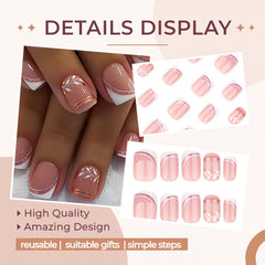 Quezadyl white leaf design nails add delicate style.