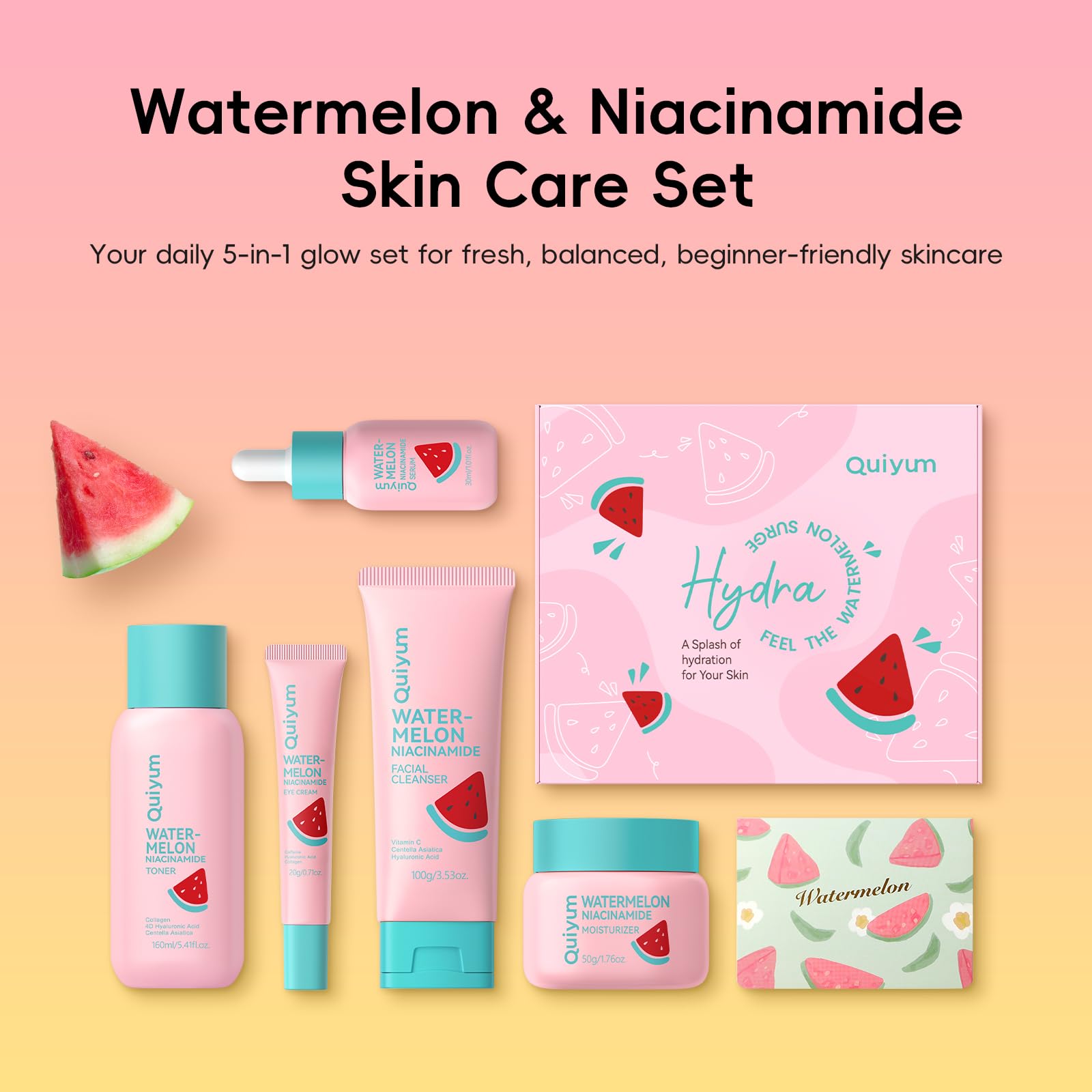 QUIYUM Face Cleanser tube showing gentle cleansing for all skin types.