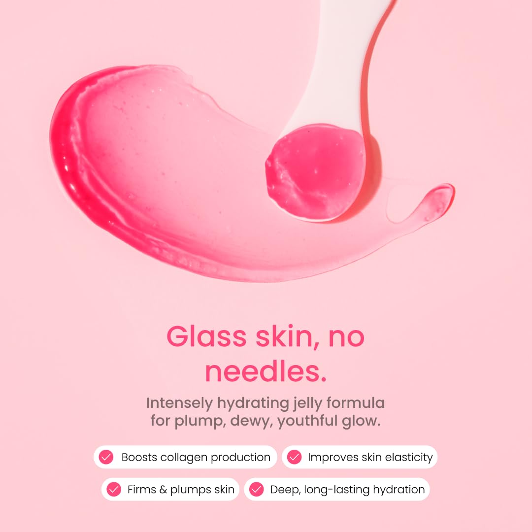 QUIA Collagen Jelly Cream jelly texture closeup emphasizing fast absorption and non-greasy finish