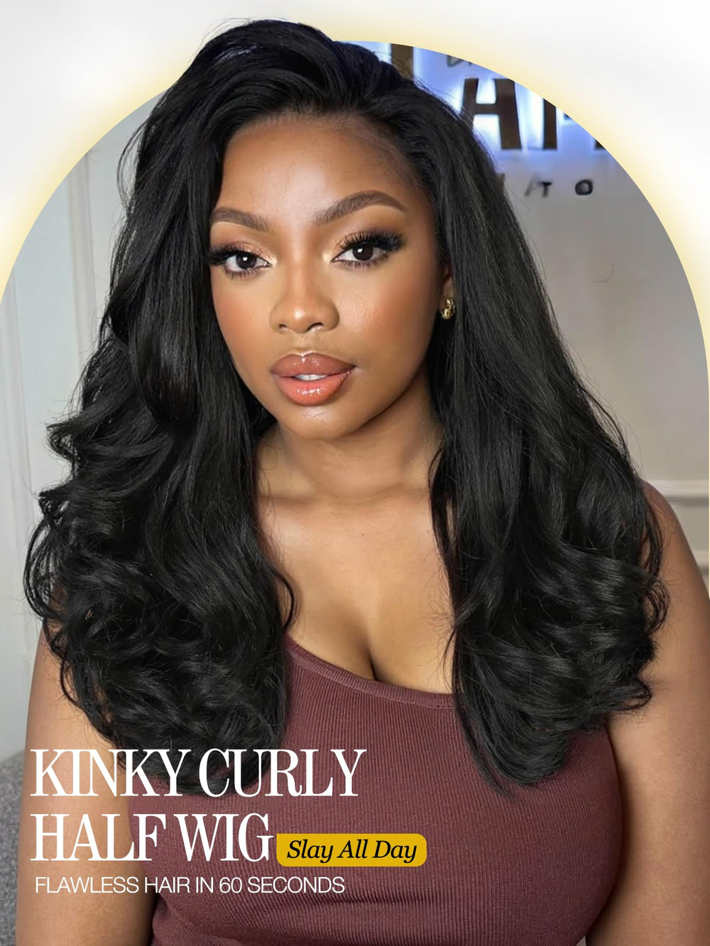 Quickwig Yaki Curly Half Wig breathable cap for all day comfort.