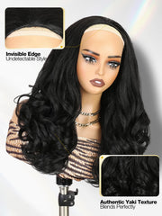 Quickwig Yaki Curly Half Wig body wave texture for natural movement.