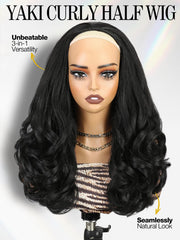 Quickwig Yaki Curly Half Wig curly ends blend naturally with your hair.
