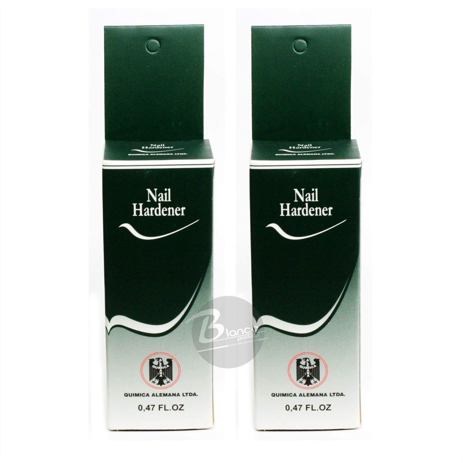 Quimica Alemana Nail Hardener brush demonstrates precise application.
