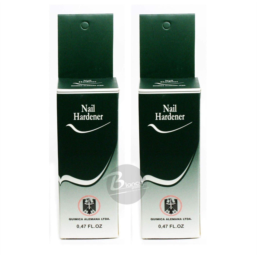 Quimica Alemana Nail Hardener brush demonstrates precise application.