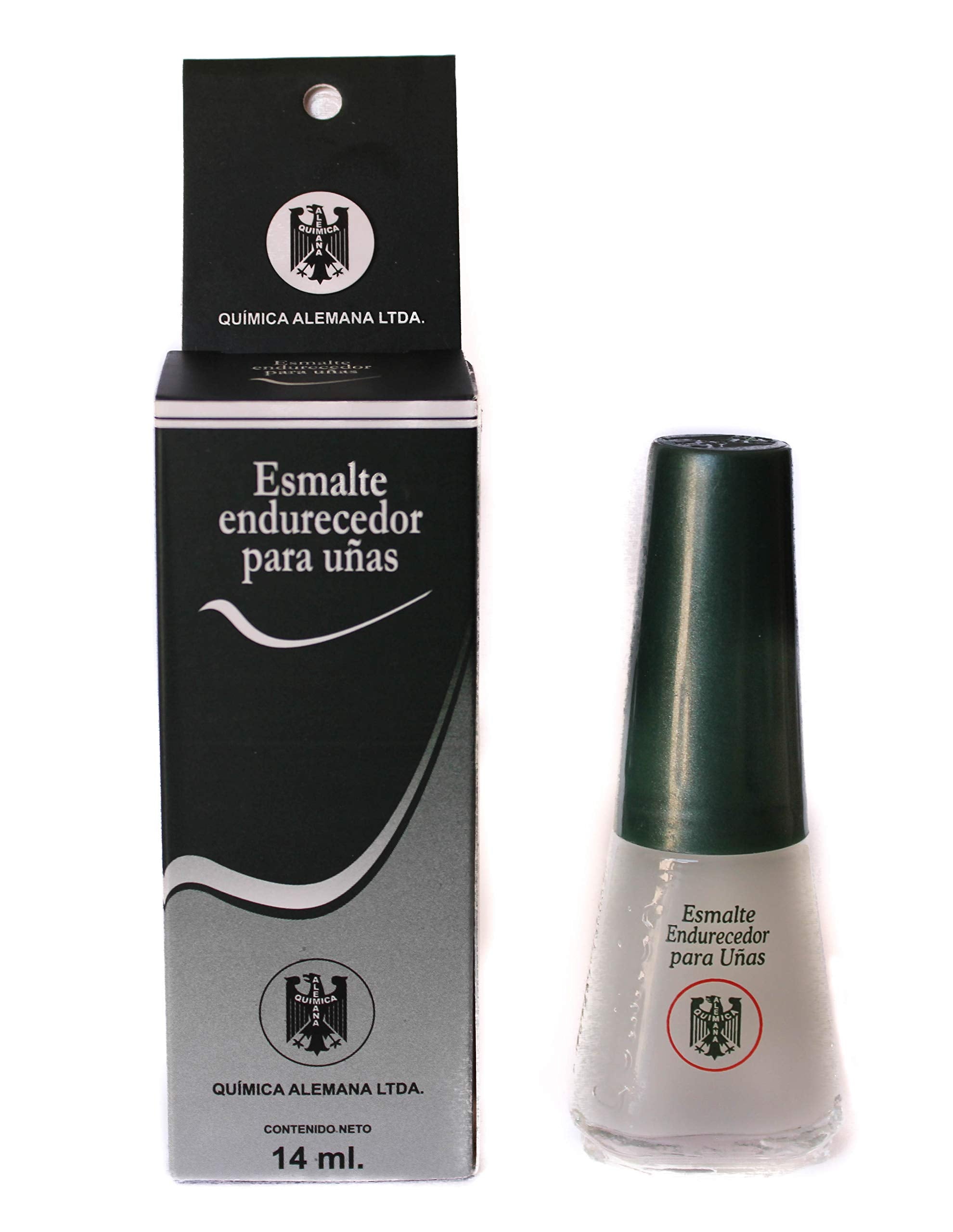 Quimica Alemana Nail Hardener gloss on a finished nail after cure.