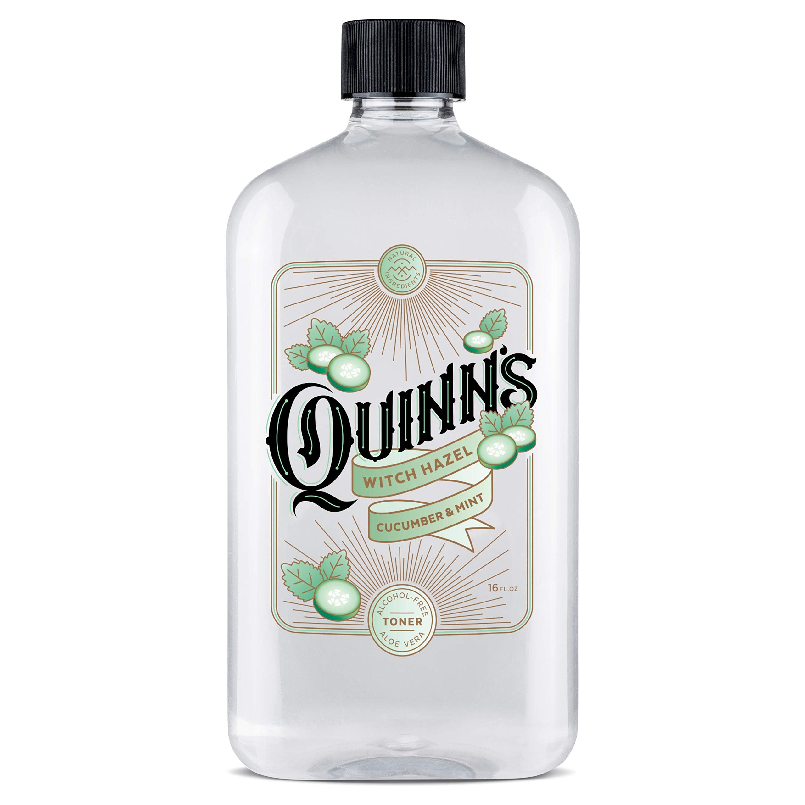 Quinn's Alcohol-Free Witch Hazel bottle front supports a refreshing cleanse and tone.