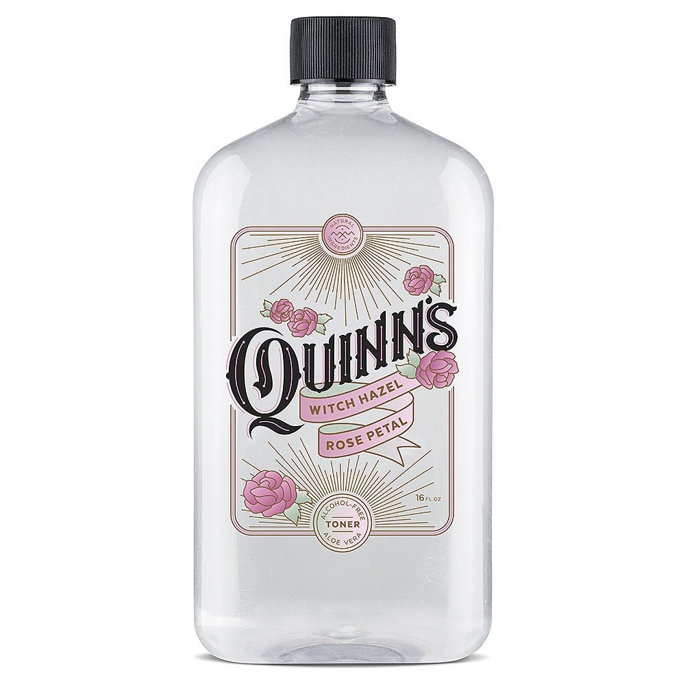 Quinn's Alcohol Free Witch Hazel Rose bottle for gentle cleansing and refreshing skin.