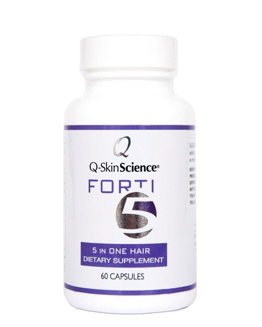 Quintessence Forti5 bottle cap with label, convenient daily hair support.
