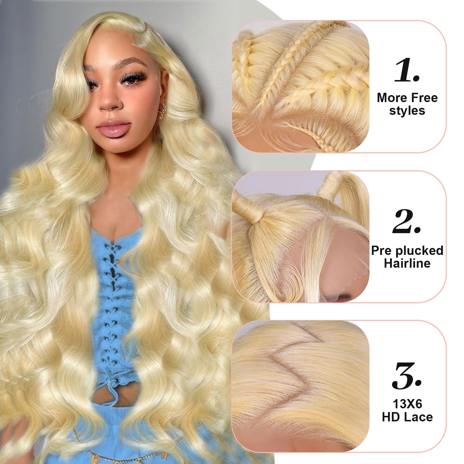 Quiport 210-density body-wave wig adds natural fullness and movement.