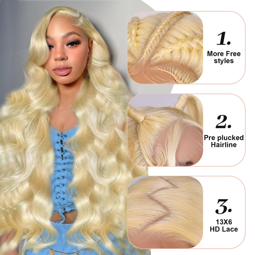 Quiport 210-density body-wave wig adds natural fullness and movement.
