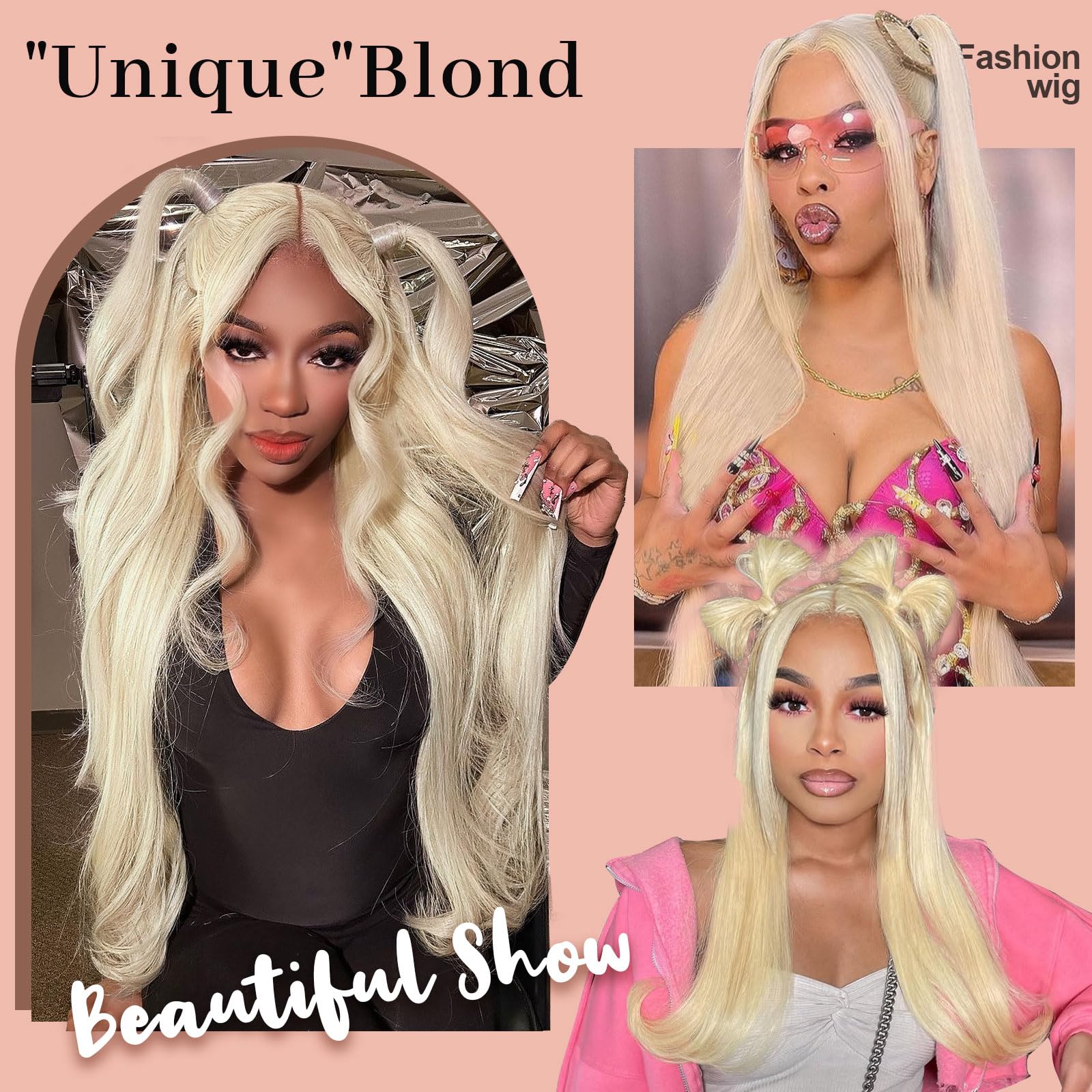 Quiport versatile styling with middle or side part and high ponytail.