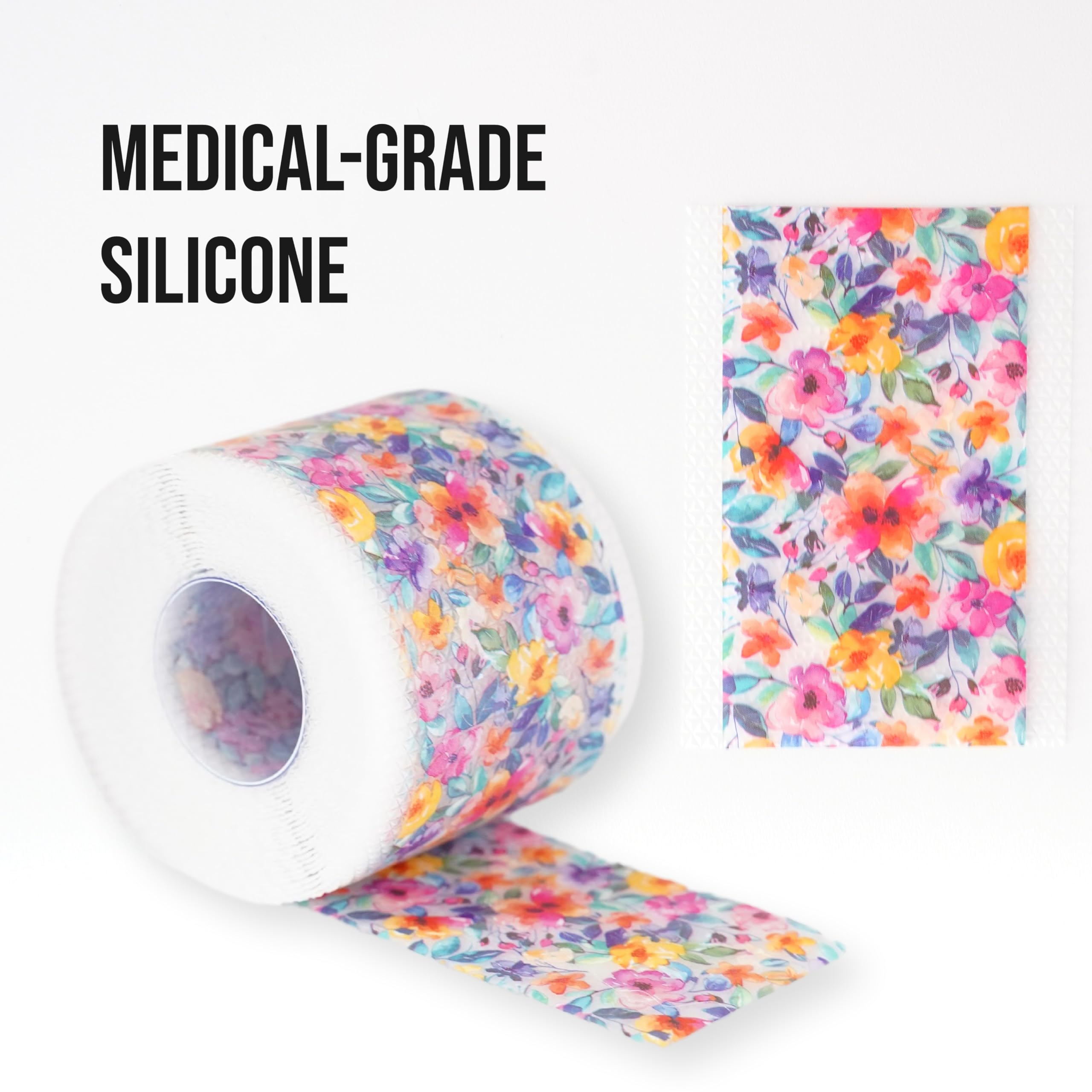 Quitch silicone scar sheets on skin, breathable and conforming for comfort.