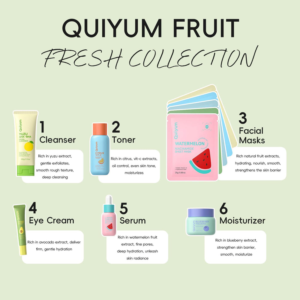 QUIYUM Citrus Vitamin C Toner bottle helping balance oil and moisture