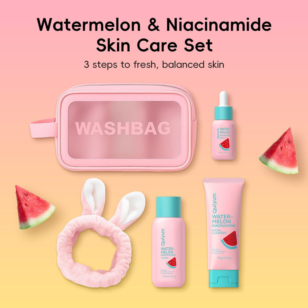 QUIYUM Facial Cleanser pump bottle for refreshing morning and night cleansing.