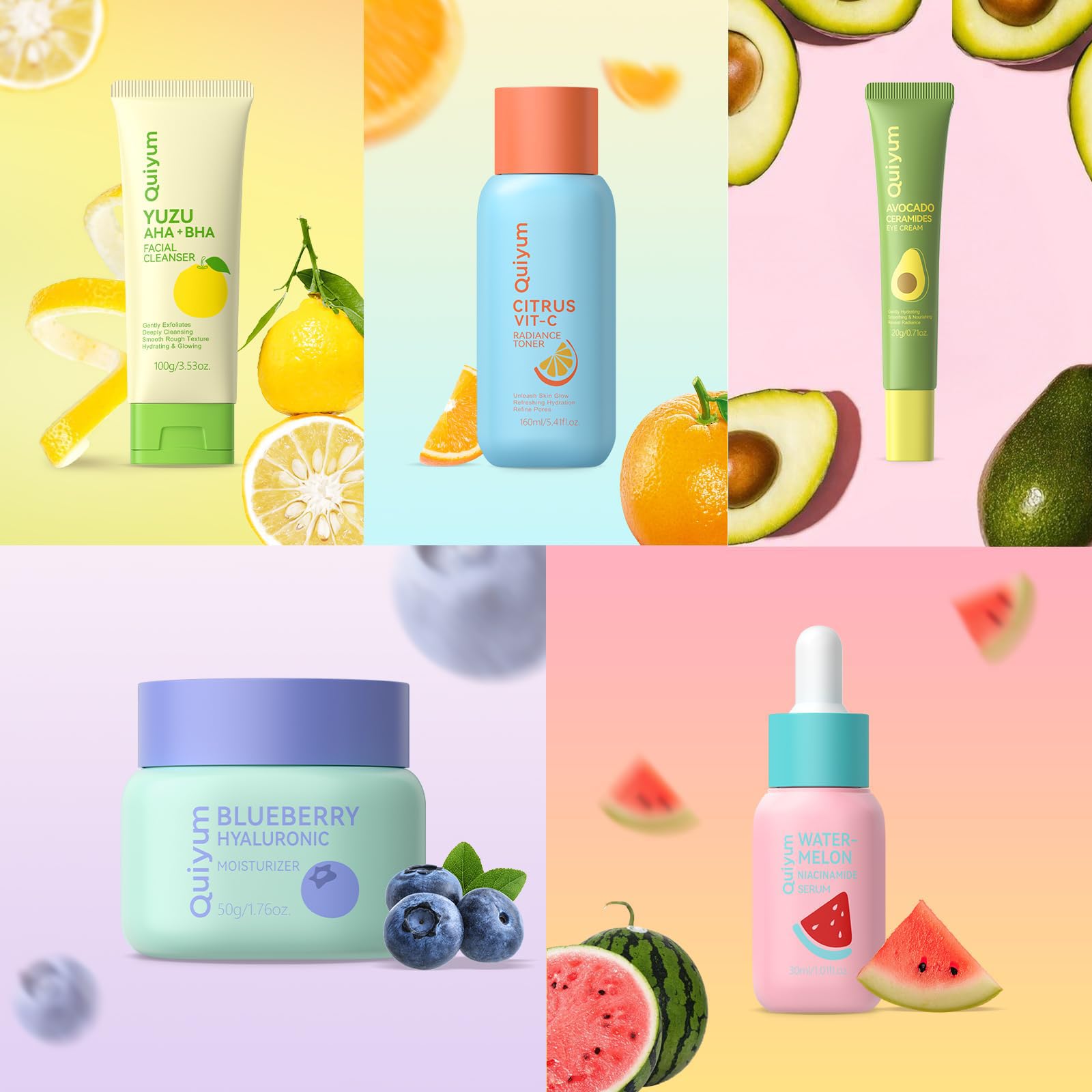 QUIYUM All-skin-types label communicates gentle, versatile care