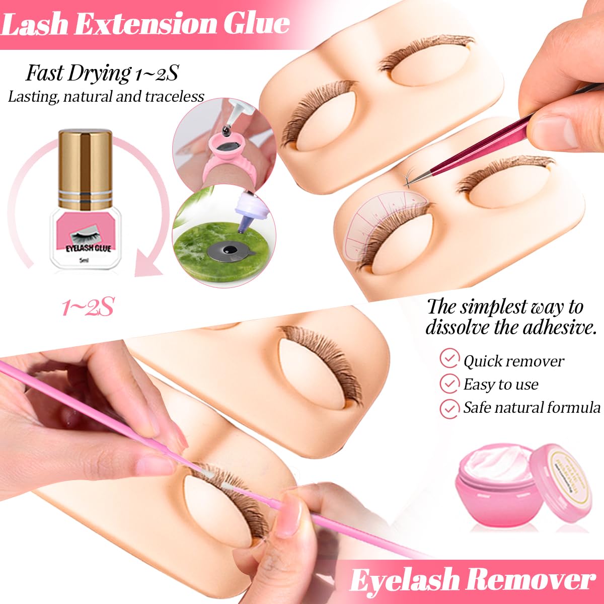 QUKLOGEN 16-row lash tray with varied lengths for natural looks