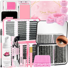 QUKLOGEN DIY eyelash kit box and mirror for clear at-home viewing