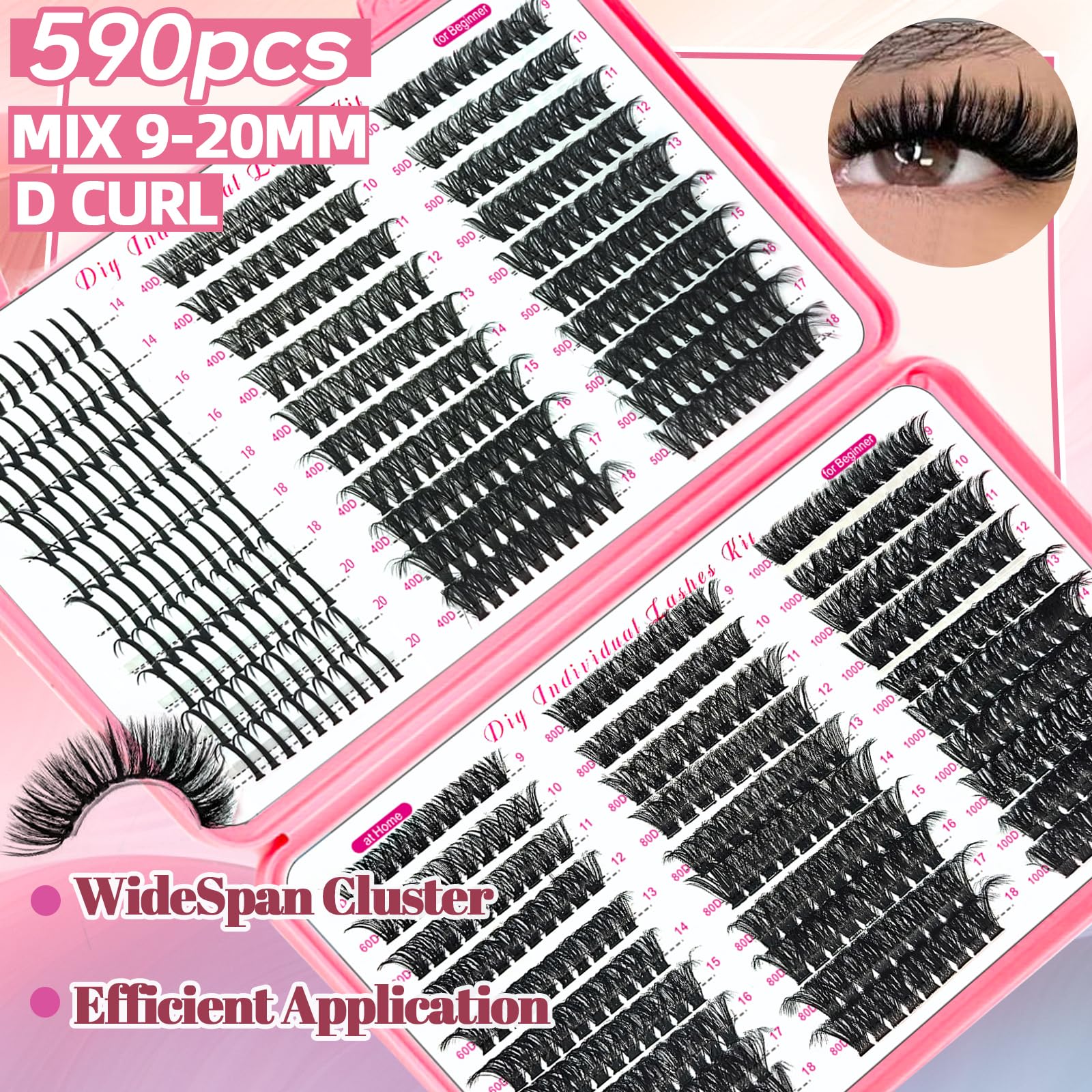 QUKLOGEN 590 high-quality D curl lash clusters for natural-looking fullness