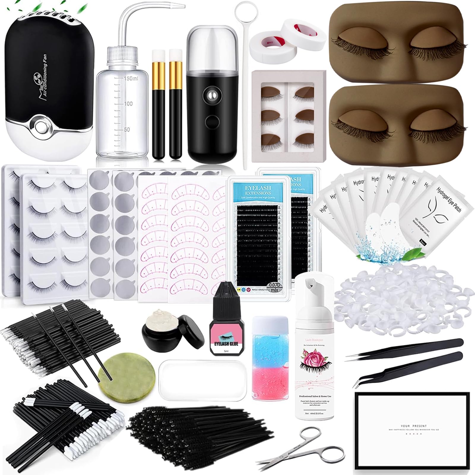 QUKLOGEN lash extension kit face model for practice with realistic contours