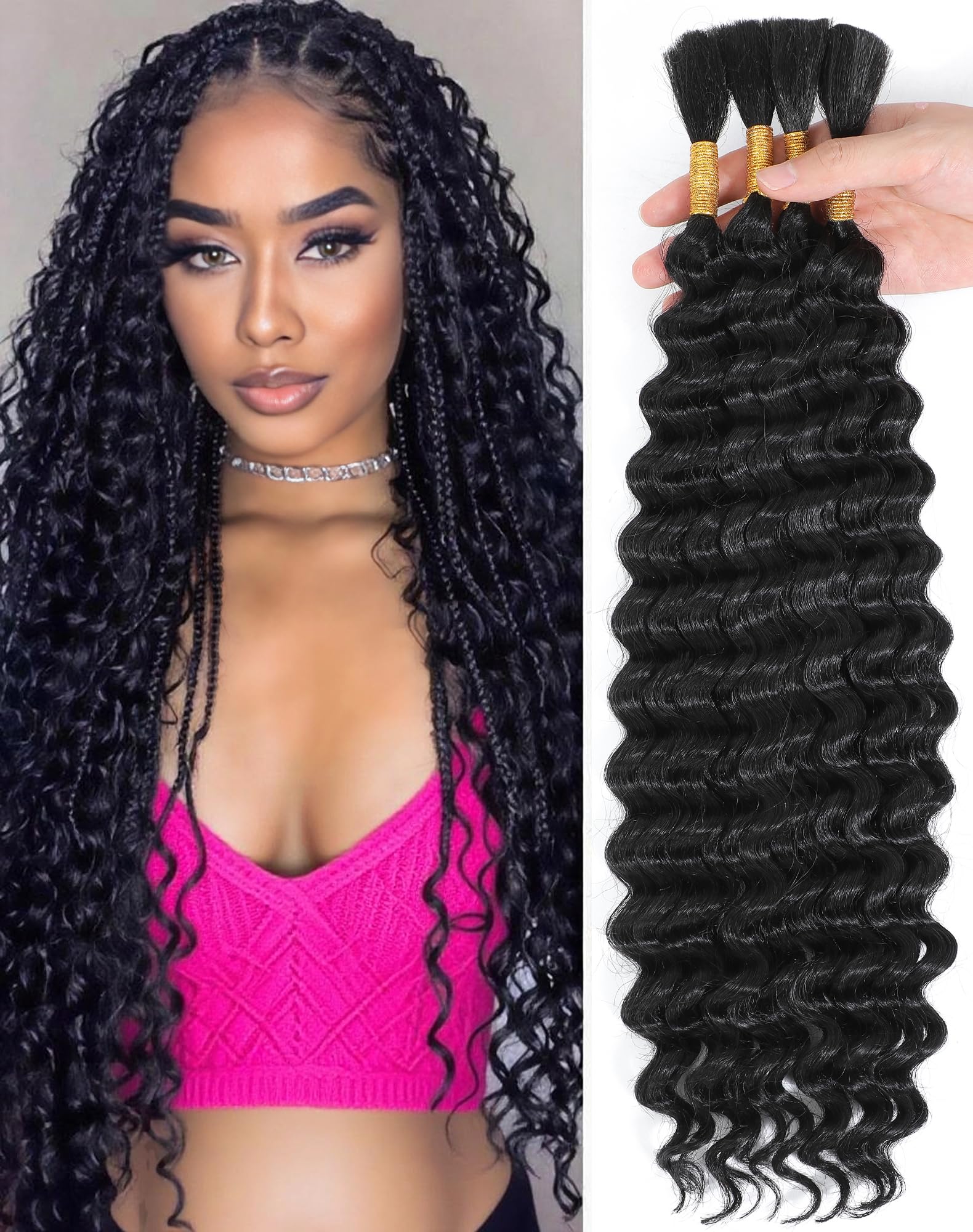 Qulueo 22 inch braiding hair pack with four bundles for voluminous styles