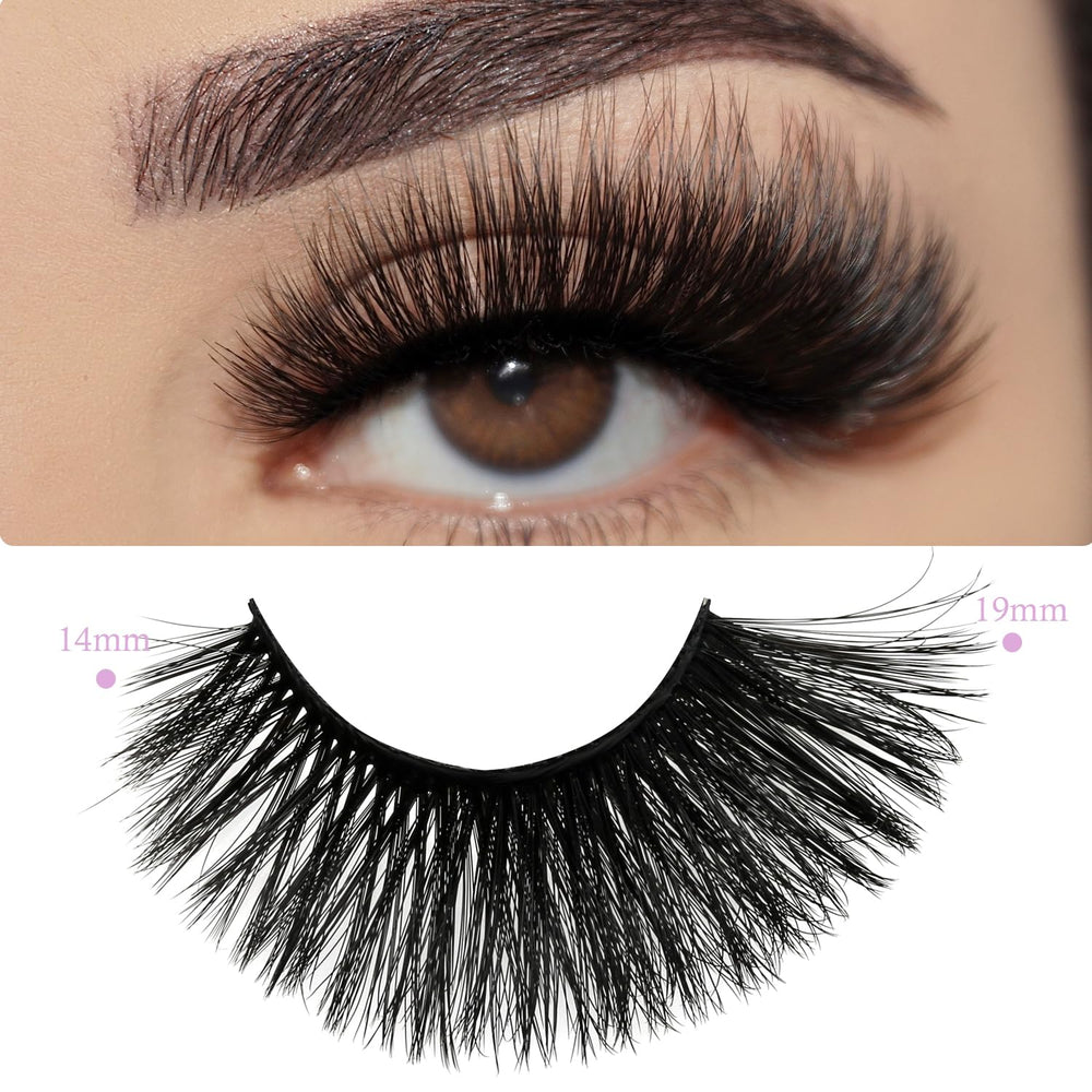 QUNETY 3D faux mink lashes 18mm wispy pack for daily wear and events.