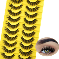QUNETY false eyelashes short lashes in full mink look for natural daily wear
