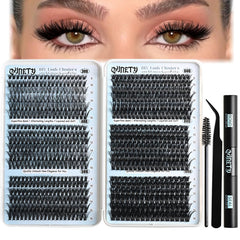 QUNETY Lash Clusters Kit packaging displaying 720 clusters for at-home use.