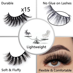 QUNETY lightweight cotton-band lashes for comfortable all-day wear