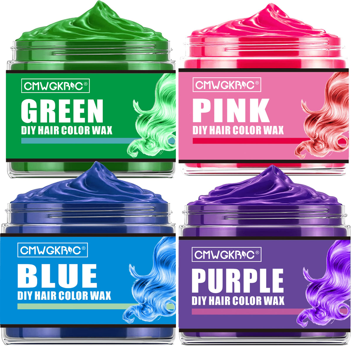 QUNGCO 4-color temporary hair color wax pack for quick, playful styling