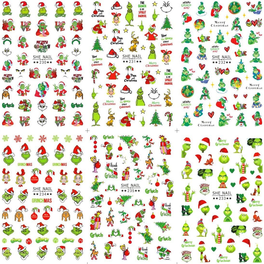 QUNQINLI 3D green decals with red hats add playful holiday flair to any manicure.