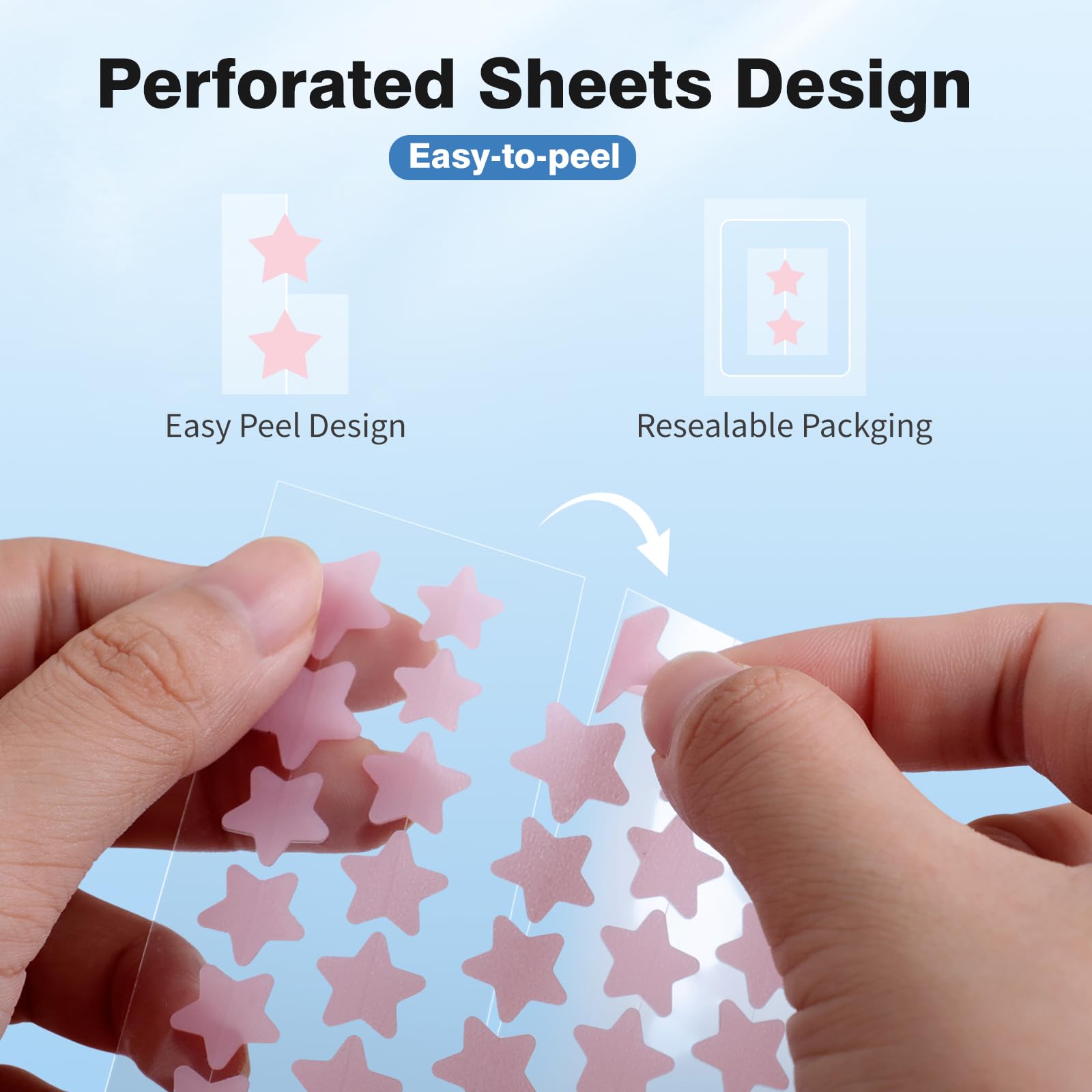 Patches show five colors and three sizes for flexible fit