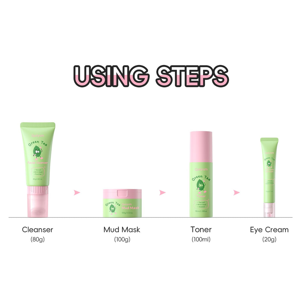 QUIYUM Green Tea Gift Set Box shows complete kit