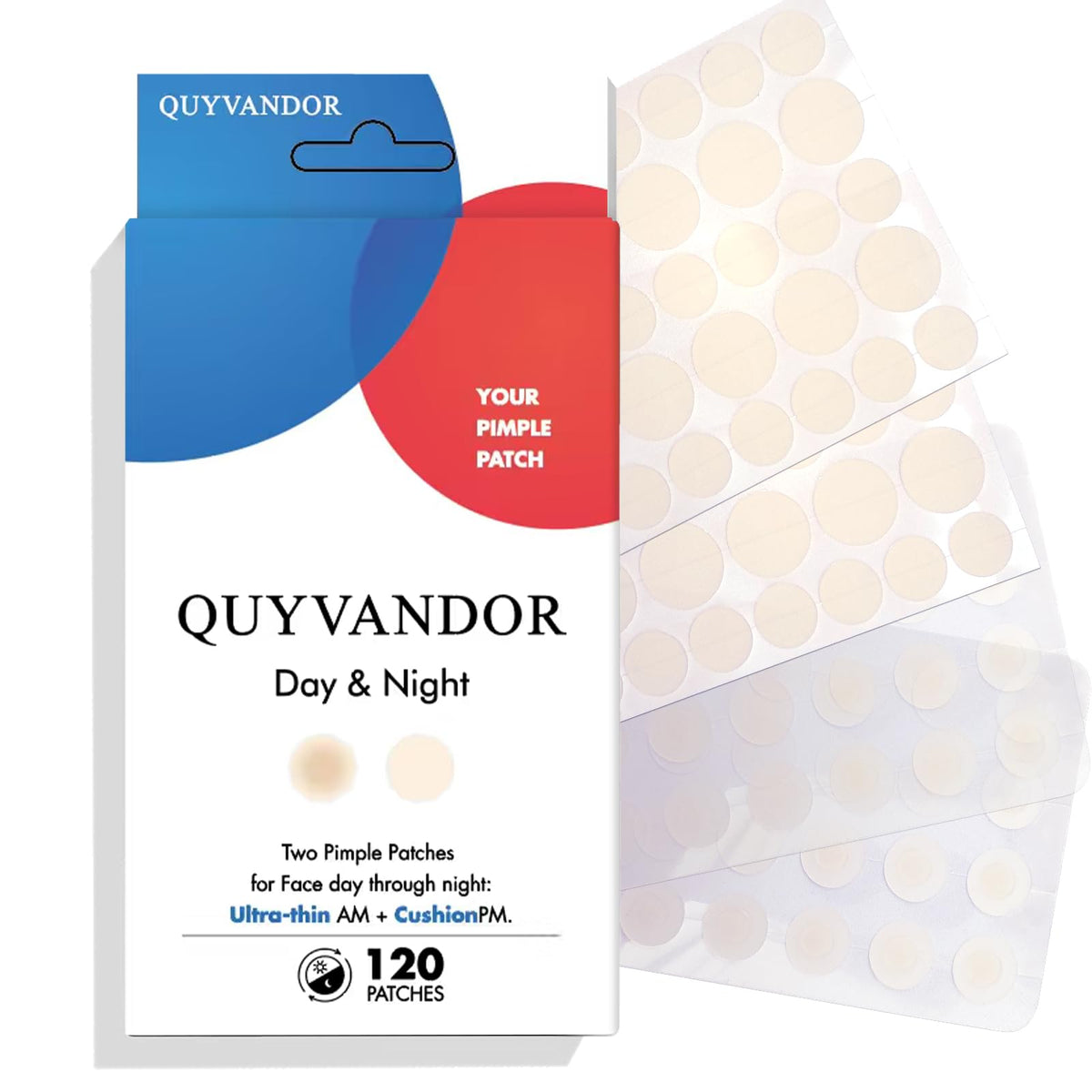 QUYVANDOR day and night patches set: discreet under makeup for blemish care.