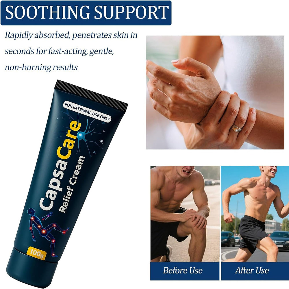 QUZOYU Capsacare tube being applied to the forearm for daily relief