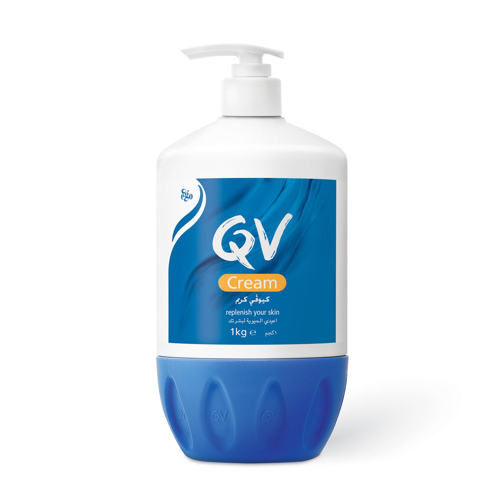 QV Cream 1050g pump bottle providing rich hydration for sensitive skin