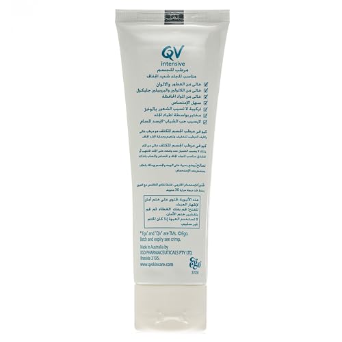 QV Intensive Body Moisturiser close-up applying to dry skin for soothing relief.