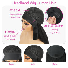QVFWIG headband wig package includes wig cap and lashes for complete wear