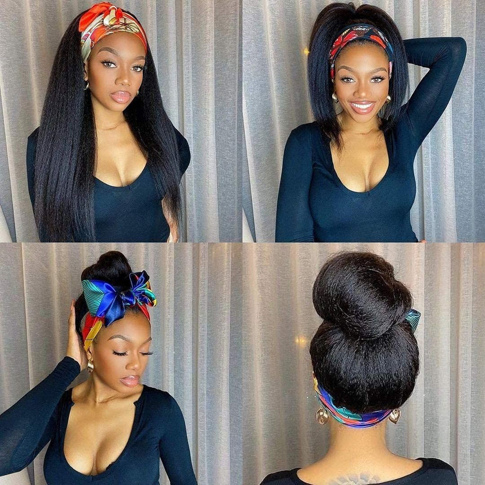 QVFWIG natural color kinky straight wig offers tangle-free wear