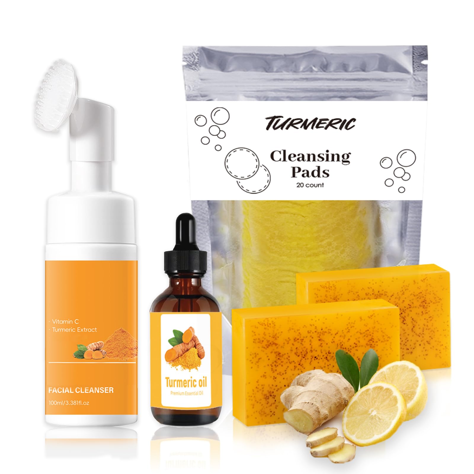 qvkzl turmeric face wash with brush shown for gentle daily cleansing and refreshed skin