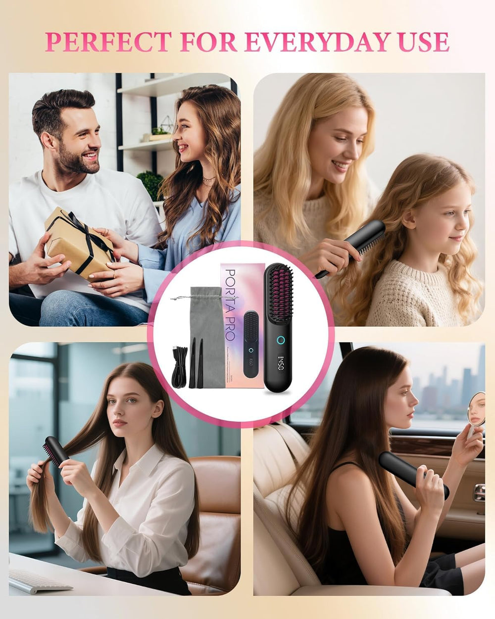 QWUIU compact cordless brush fits in a bag for daily touch-ups.