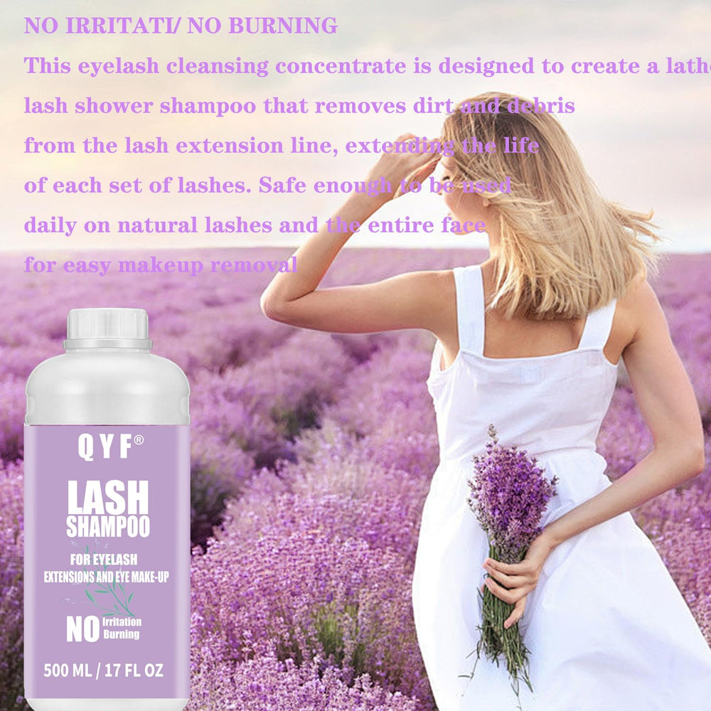 QYF eyelid cleansing close-up highlights mild aroma and safe formula.