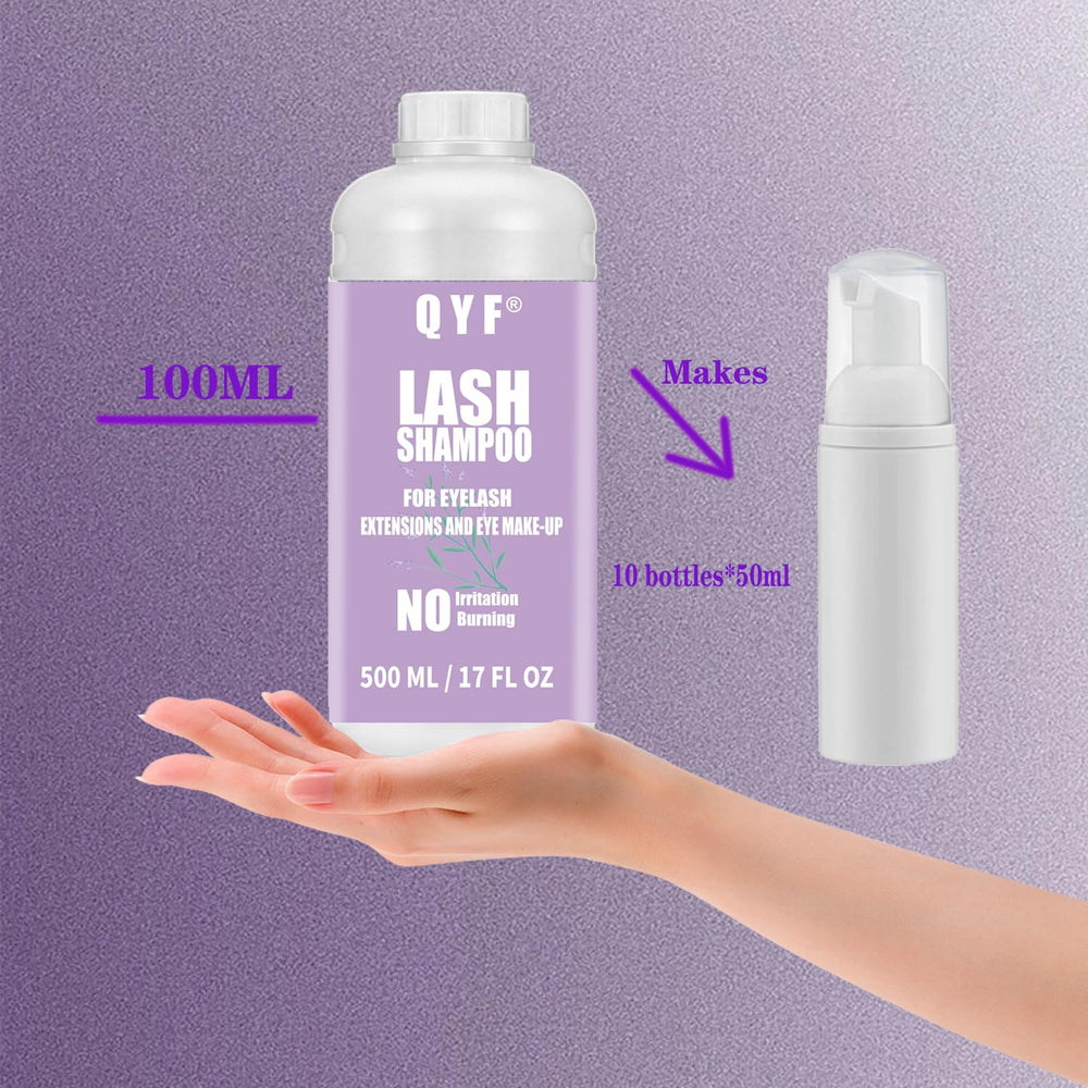 QYF post-graft eyelash cleanse demonstrates careful cleansing between procedures.