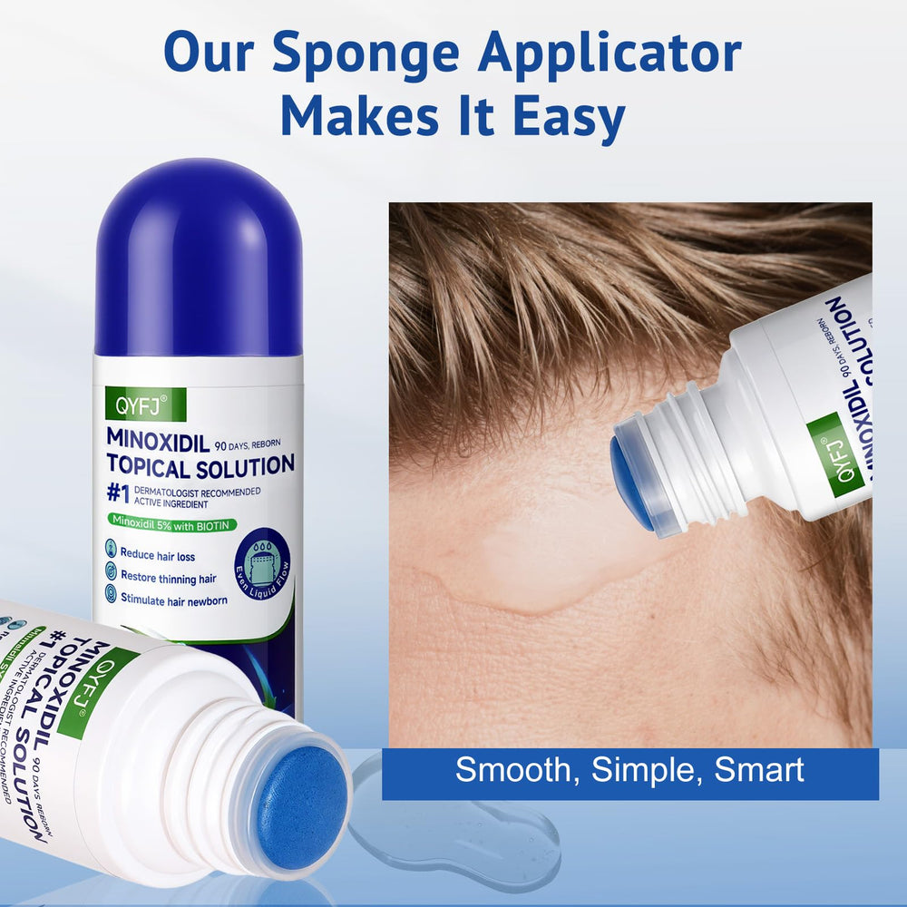 QYFJ minoxidil bottle with biotin infusion for follicle nourishment.