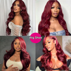 QZOQZO 99J burgundy wig with pre-plucked baby hairs for easy styling