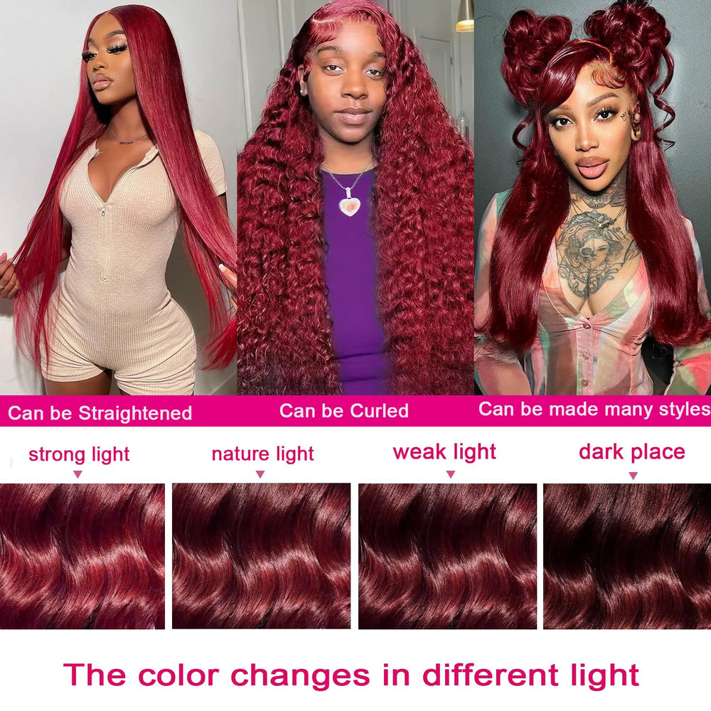 QZOQZO burgundy color swatch on the wig