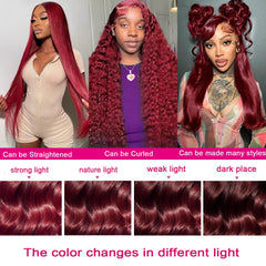 QZOQZO burgundy color swatch on the wig