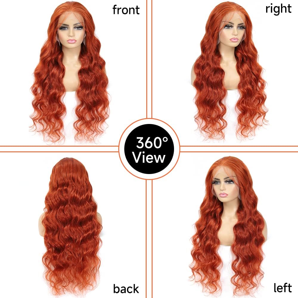 QZOQZO Ginger Lace Front Wig 28-inch body wave ready for dramatic styling