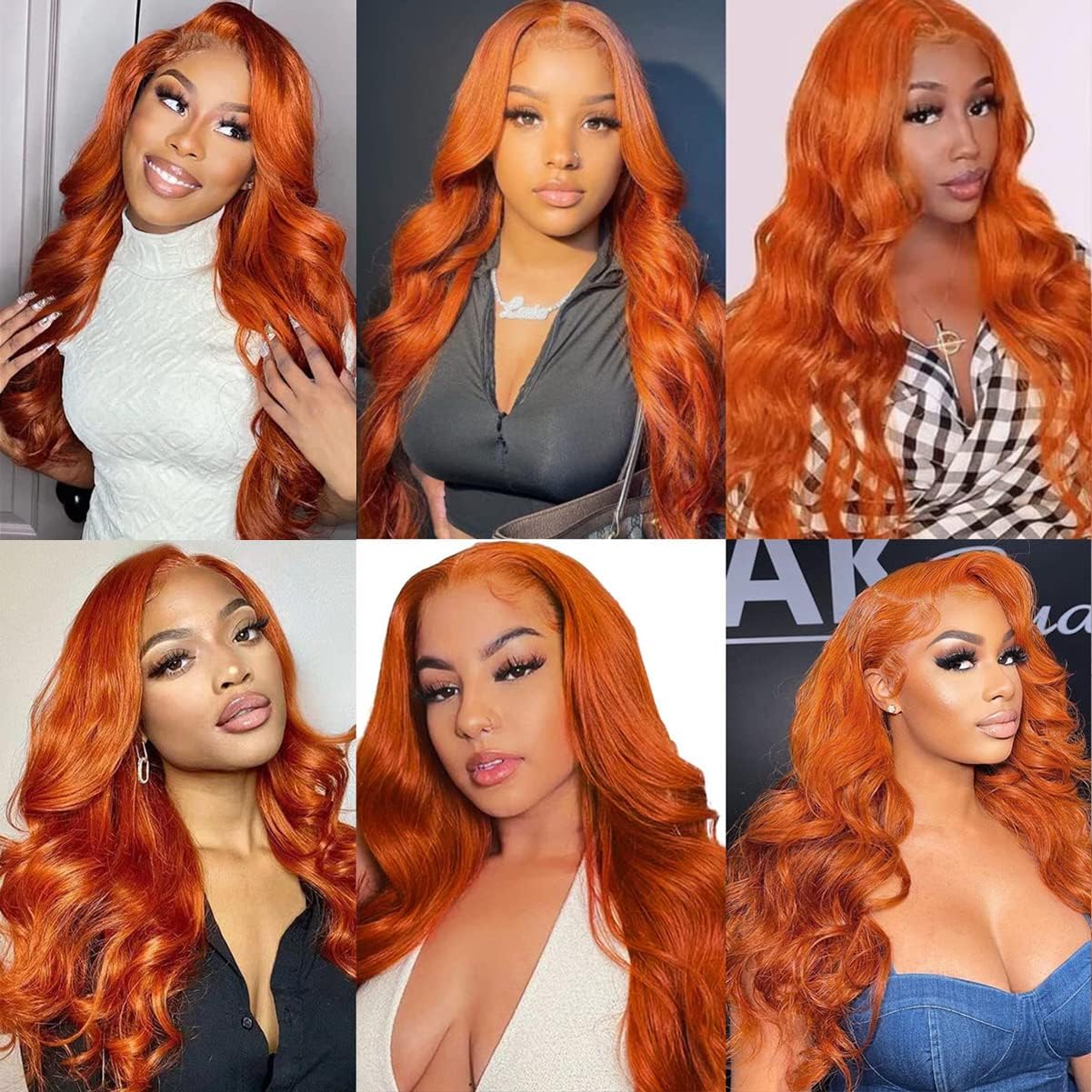 QZOQZO Ginger Lace Front Wig ginger-orange color detail for vibrant looks