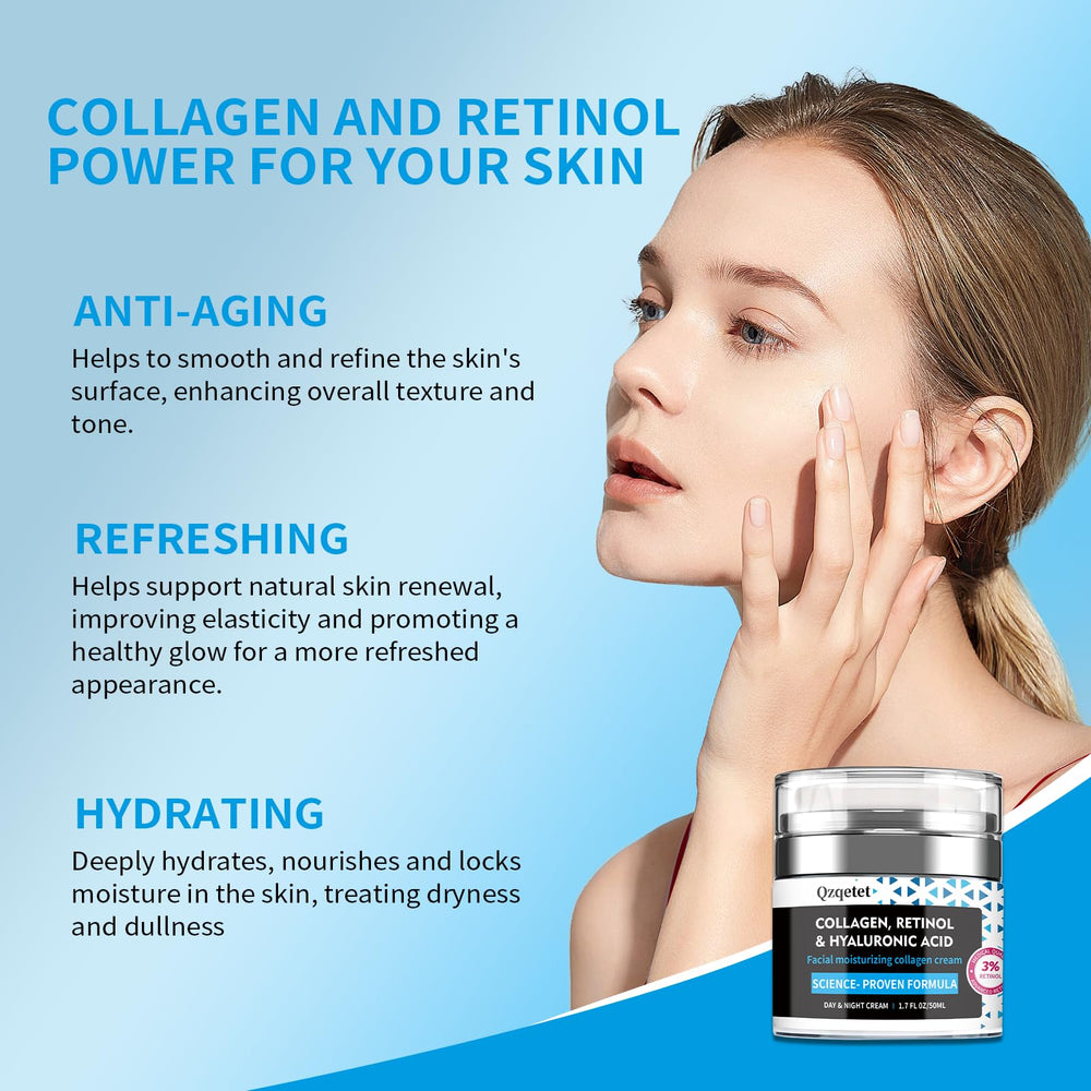QZQETET face cream ingredients illustration highlighting actives and care benefits.
