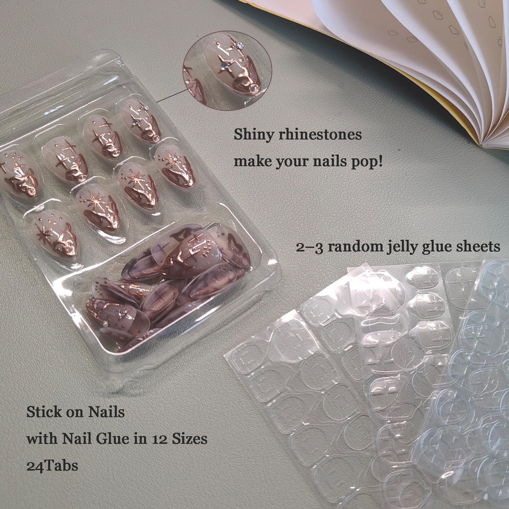 QZRUO Gold French Tip press-on nails for subtle daily glamour.